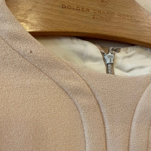 Vintage 1960s Pierre Cardin Space Age Geometric Print Beige Dress - Picture 9 of 11